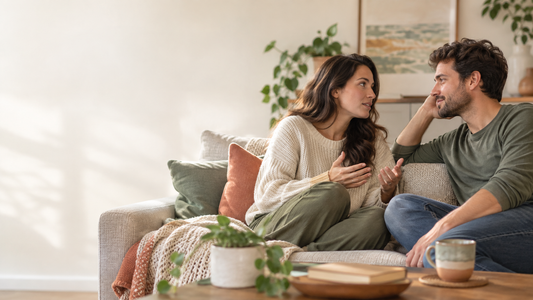 A couple having an open and supportive conversation about differences in intimacy