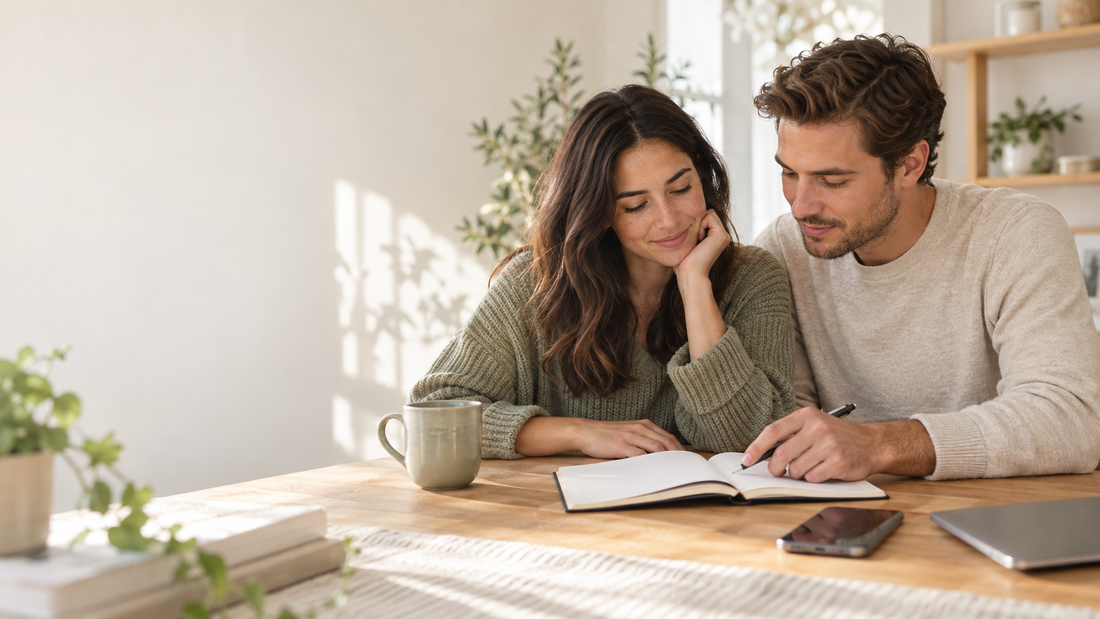 A couple discussing fertility testing together before trying to conceive