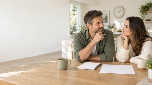 A couple discussing paternal age and family planning with a healthcare provider