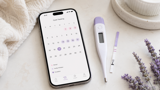 Ovulation tracking app with fertility calendar, basal body thermometer, and LH ovulation test strip
