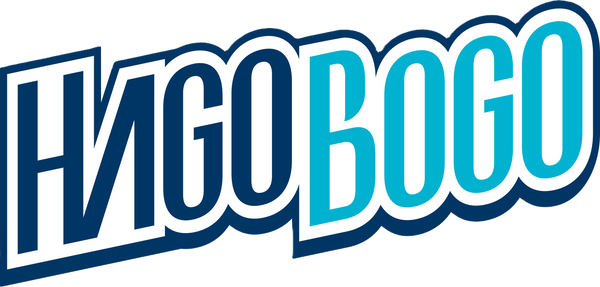 HAGOBOGO brand logo in navy blue and turquoise lettering