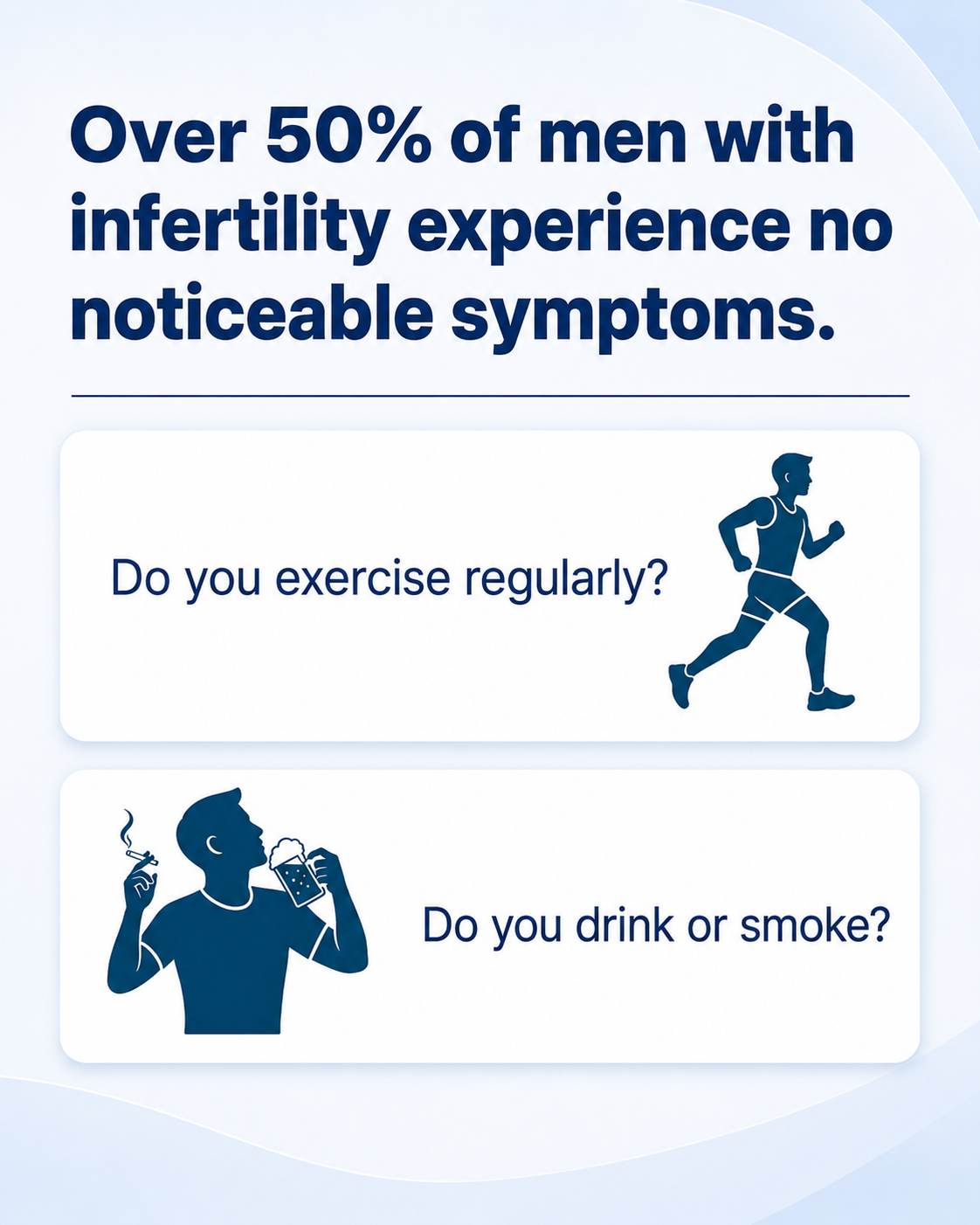 Male preconception health infographic highlighting weight management and folic acid and zinc before pregnancy planning.