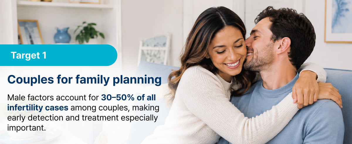 Couple planning a family while learning about male fertility factors and the importance of early infertility