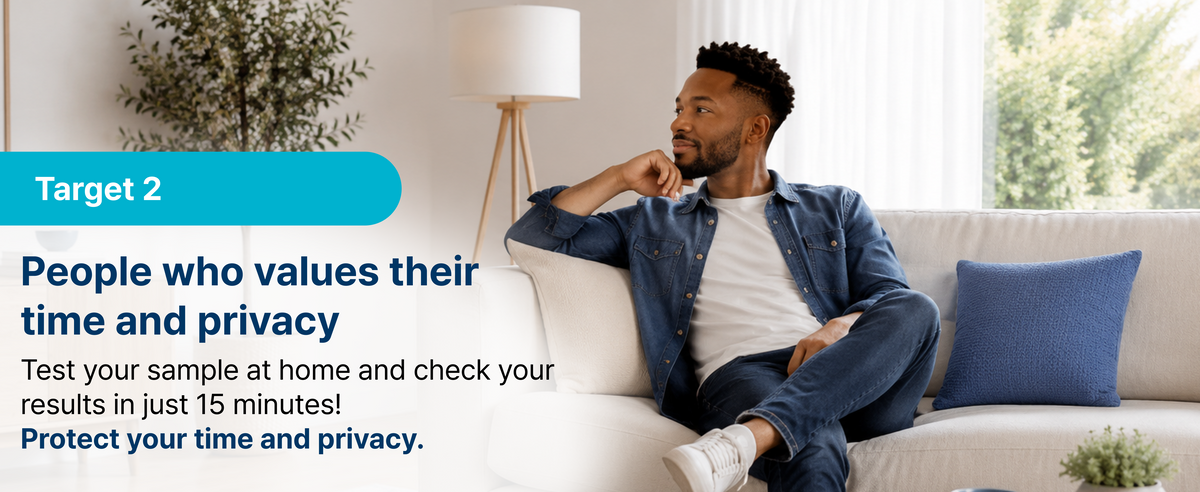 Man using HAGOBOGO at-home sperm observation kit for private male fertility check in 15 minutes