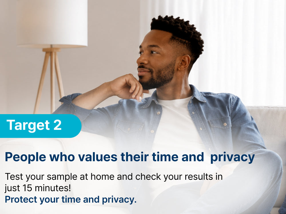 Man using HAGOBOGO at-home sperm observation kit for private male fertility check in 15 minutes